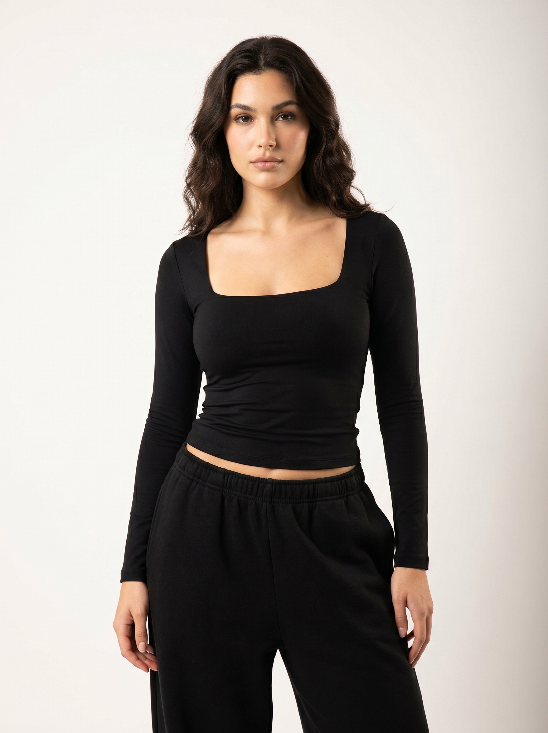 Long-Sleeve Square-Neck Bodysuit