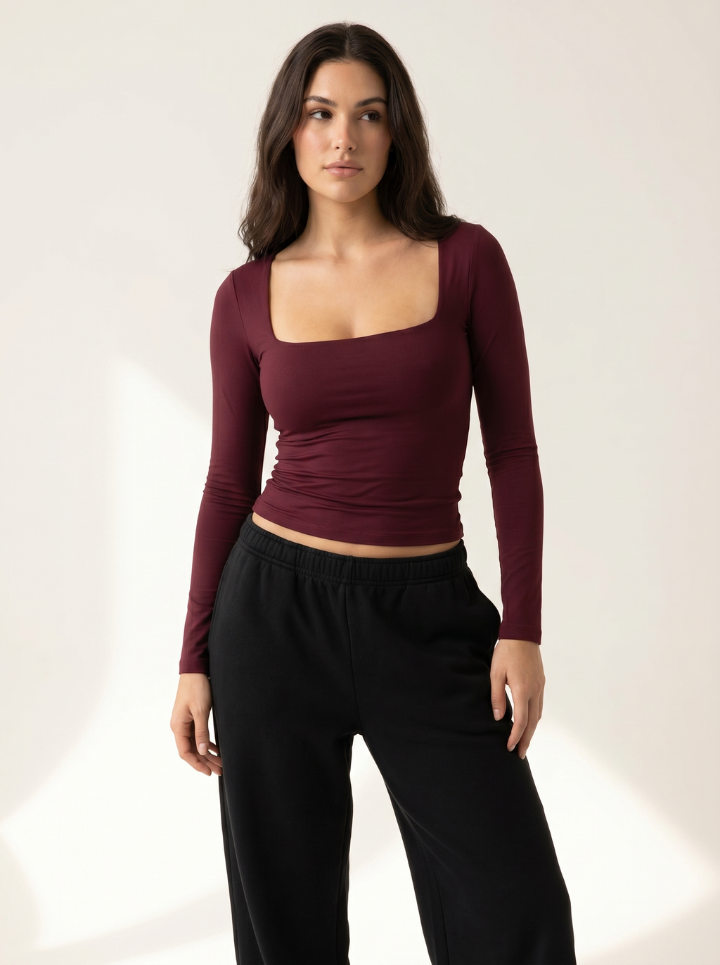 Long-Sleeve Square-Neck Bodysuit