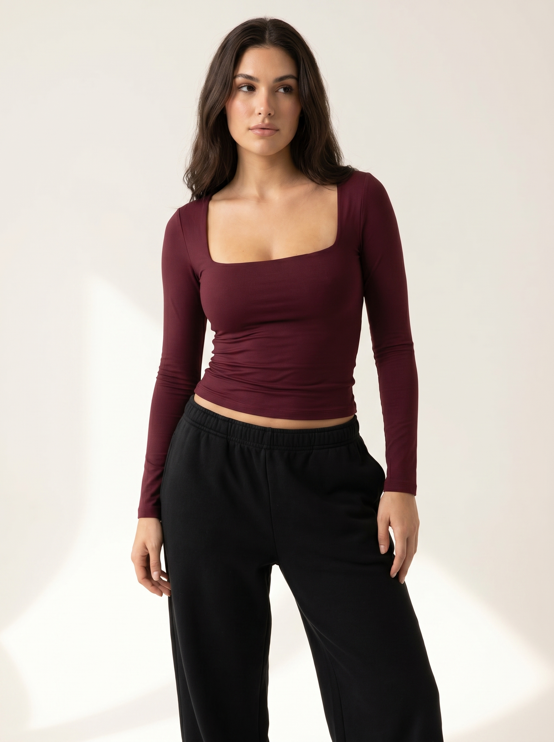Long-Sleeve Square-Neck Bodysuit