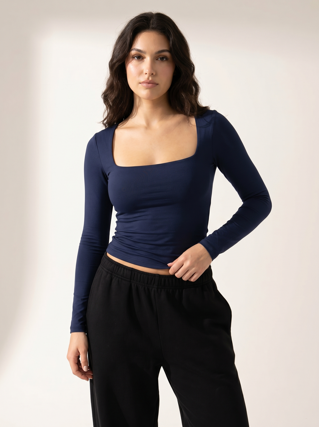 Long-Sleeve Square-Neck Bodysuit