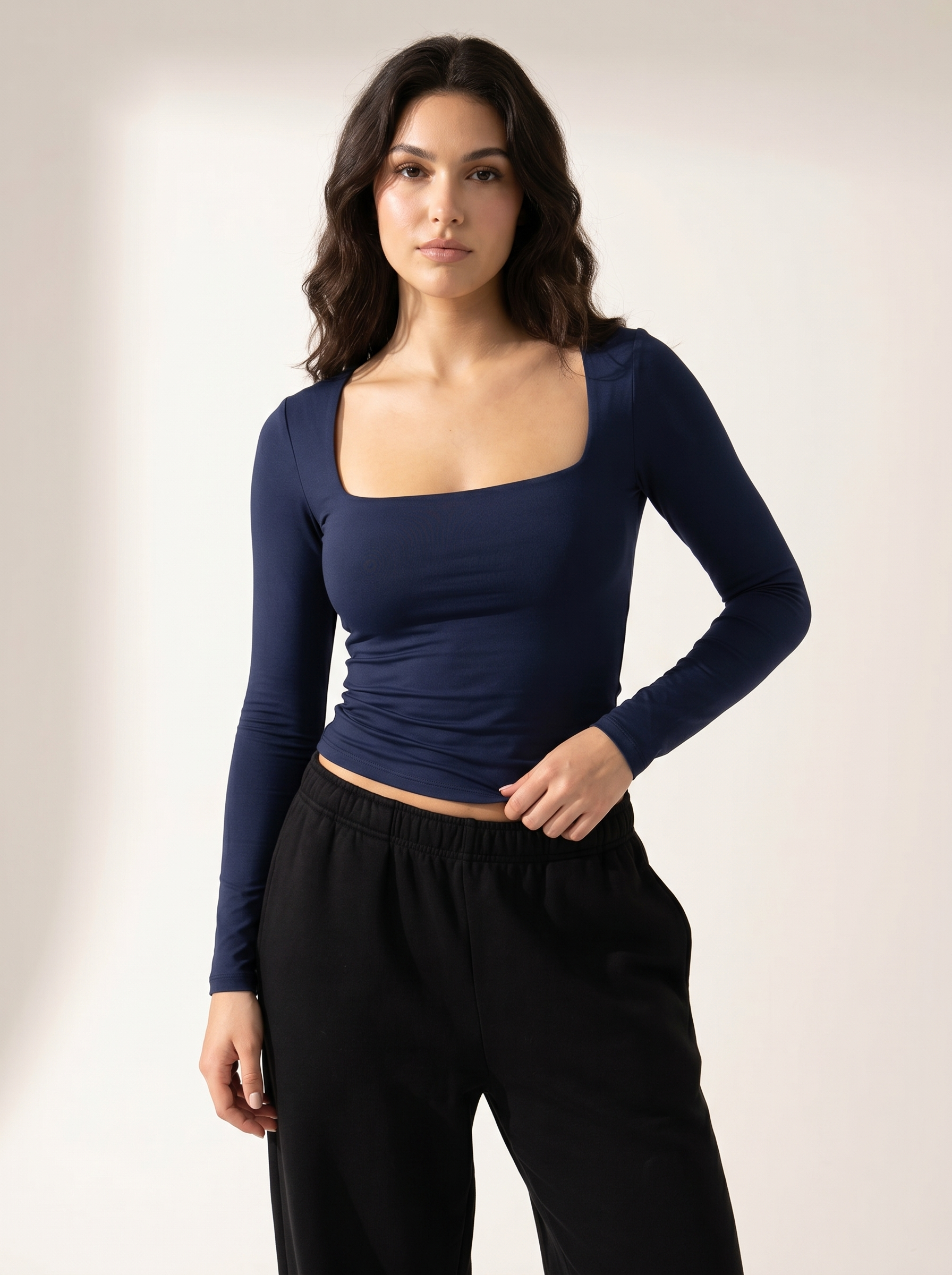 Long-Sleeve Square-Neck Bodysuit