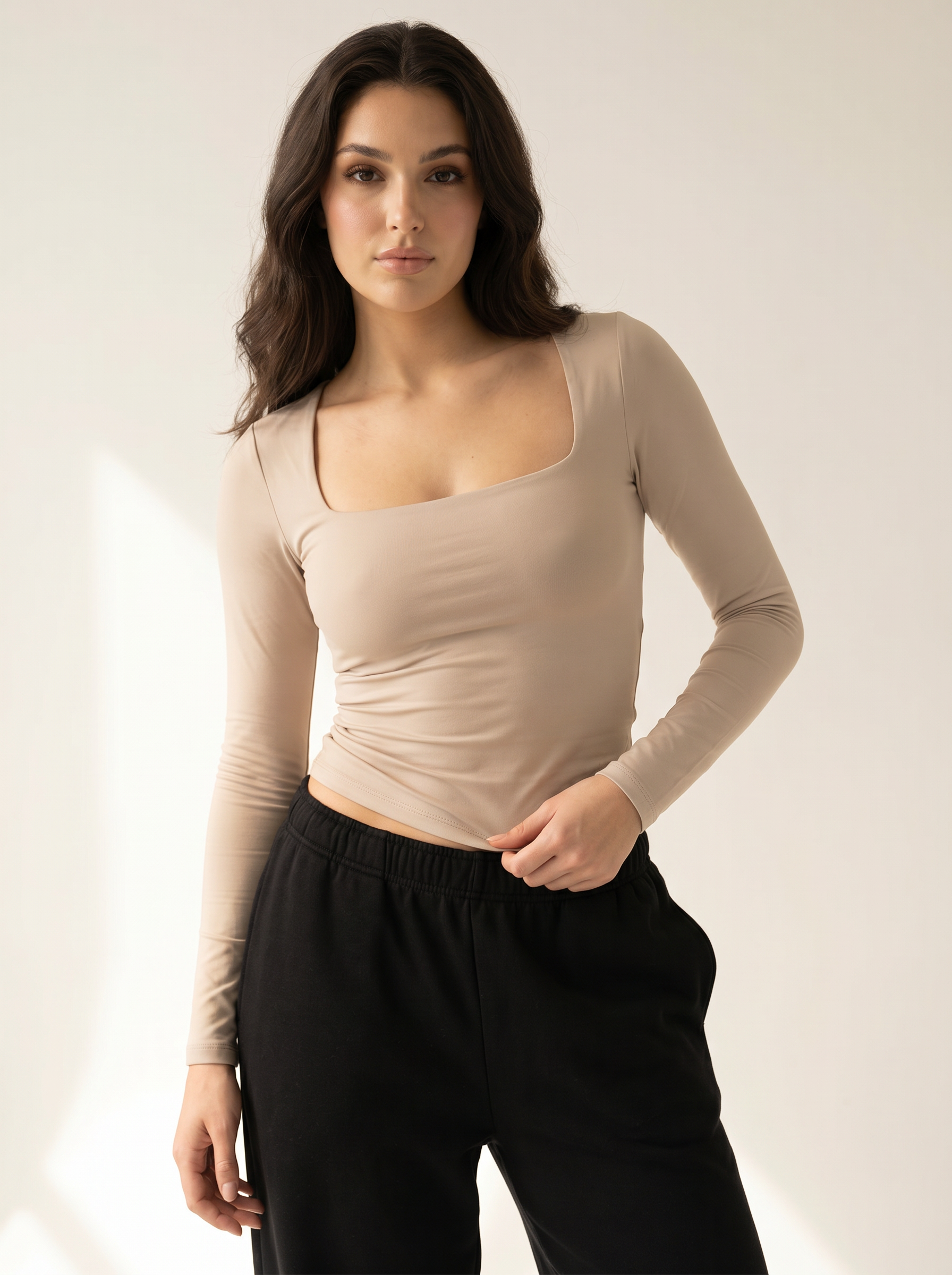 Long-Sleeve Square-Neck Bodysuit