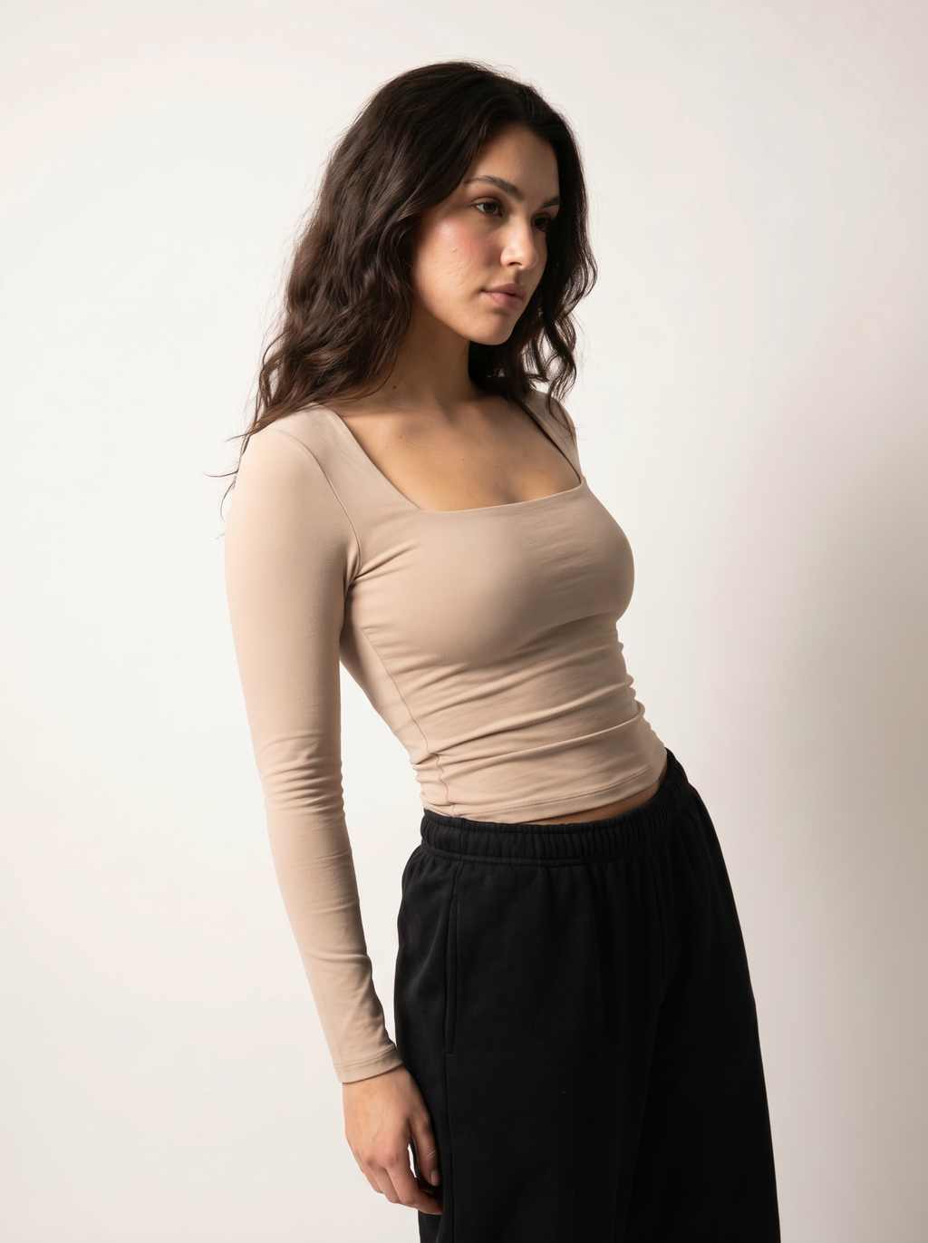 Long-Sleeve Square-Neck Bodysuit