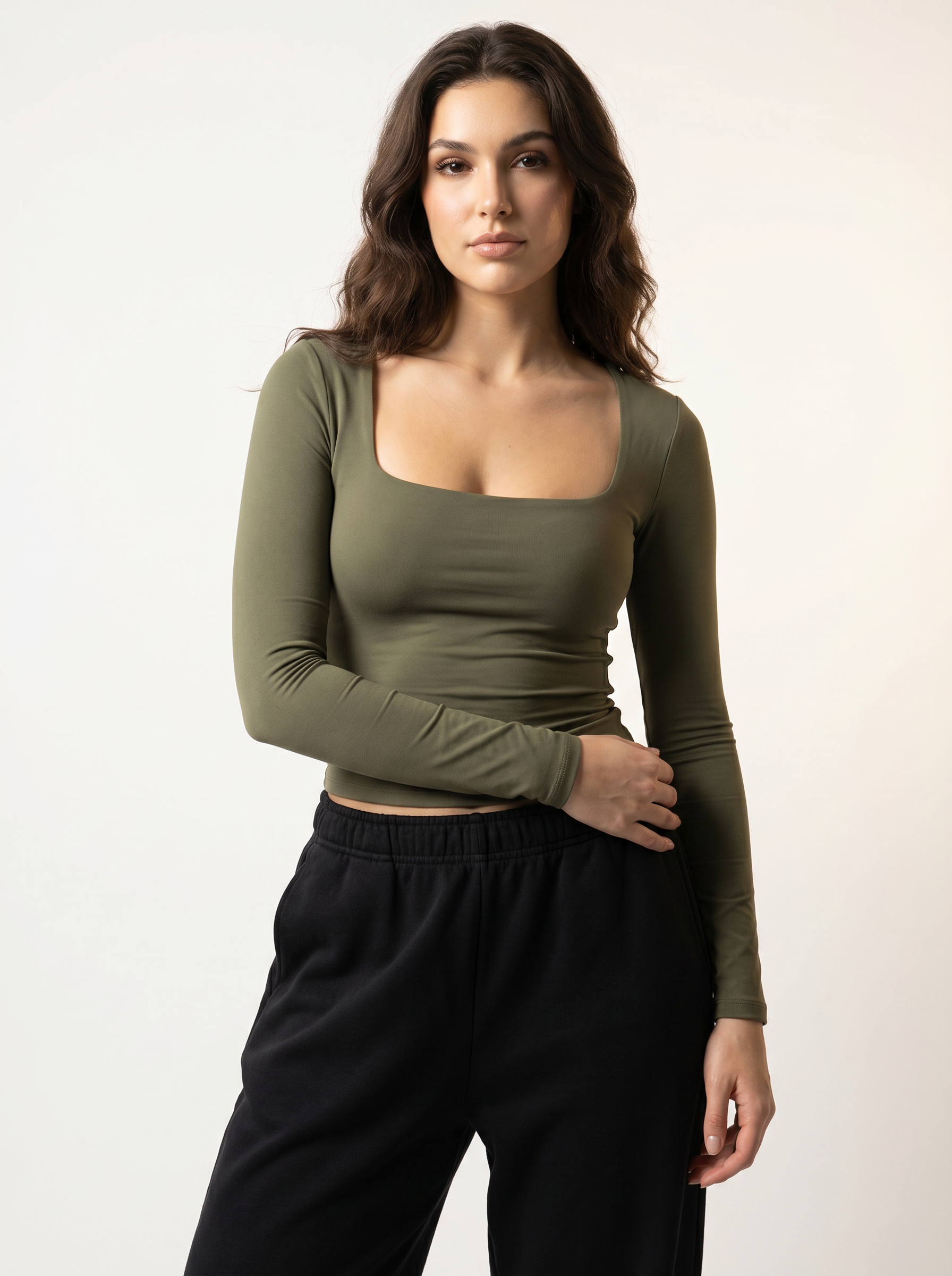 Long-Sleeve Square-Neck Bodysuit