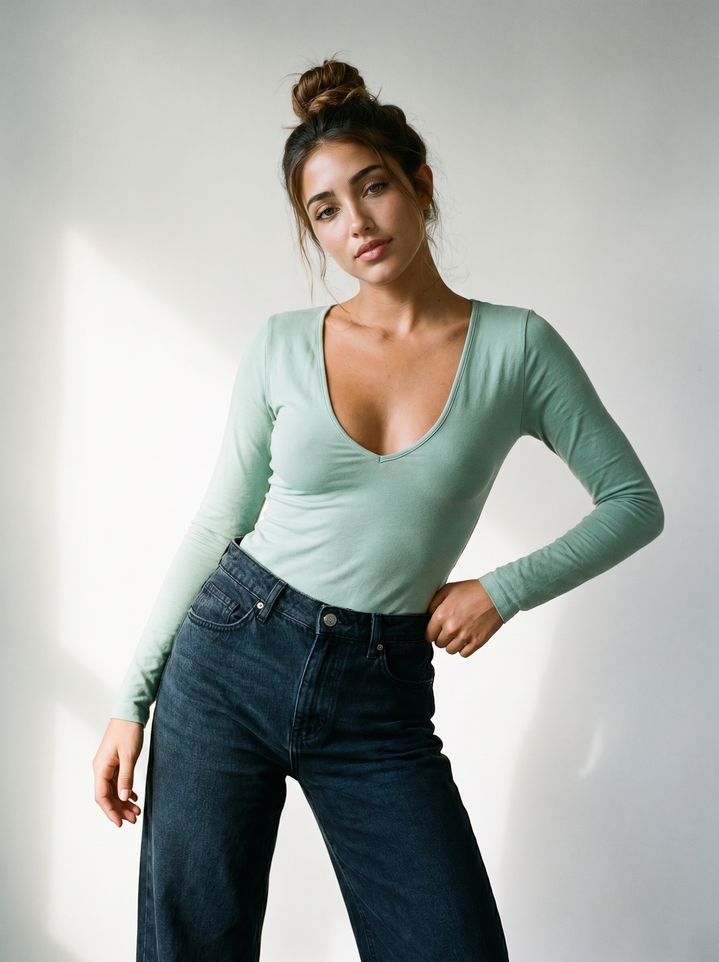 The Serene Deep V-Neck Long Sleeve