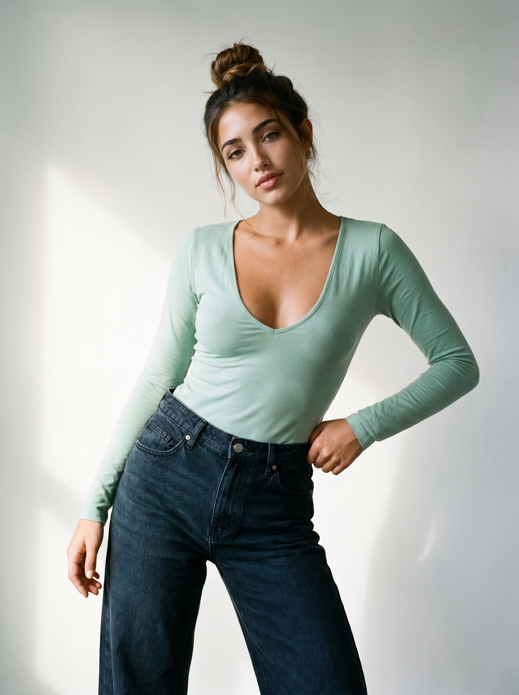 The Serene Deep V-Neck Long Sleeve
