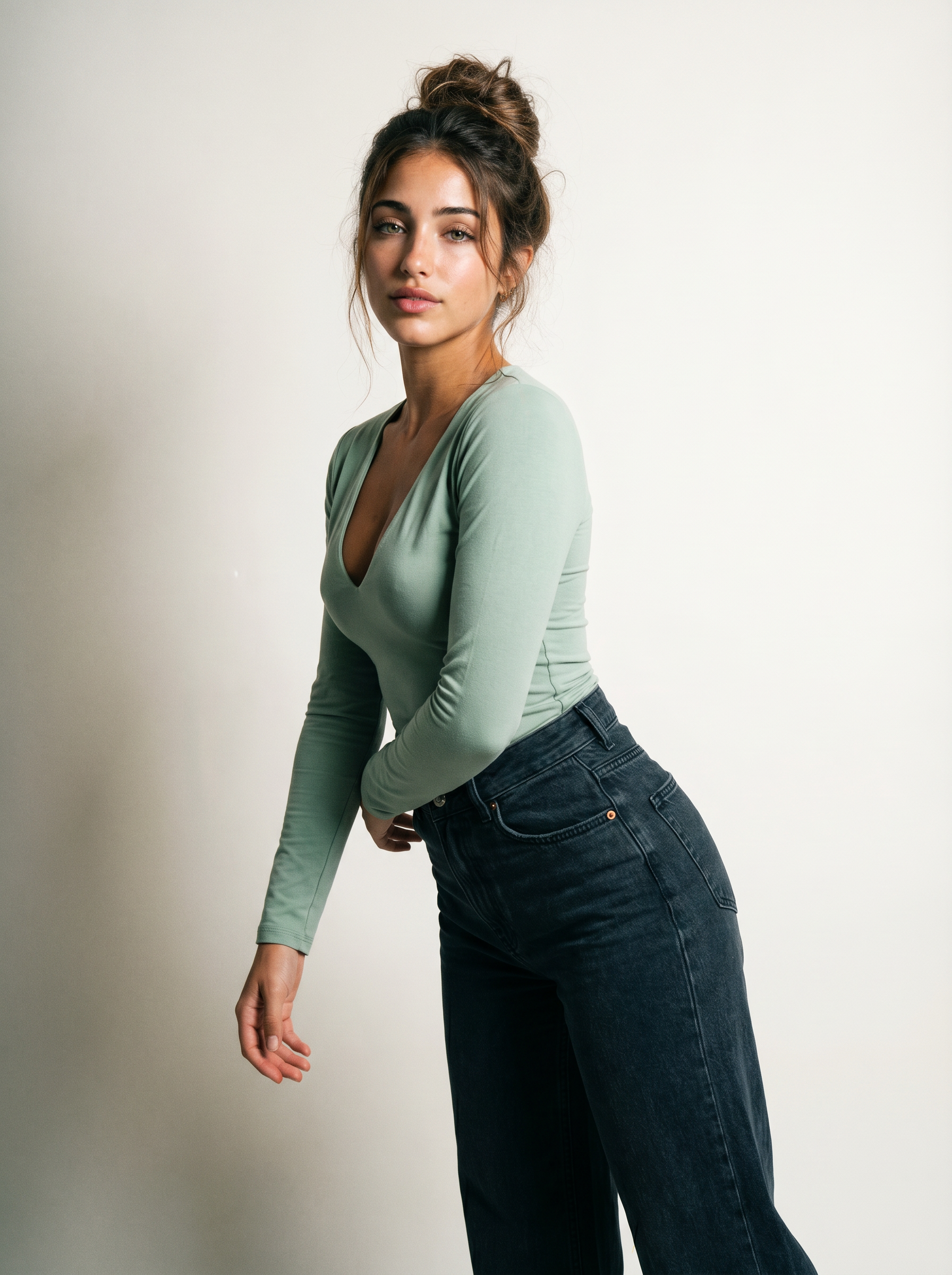 The Serene Deep V-Neck Long Sleeve