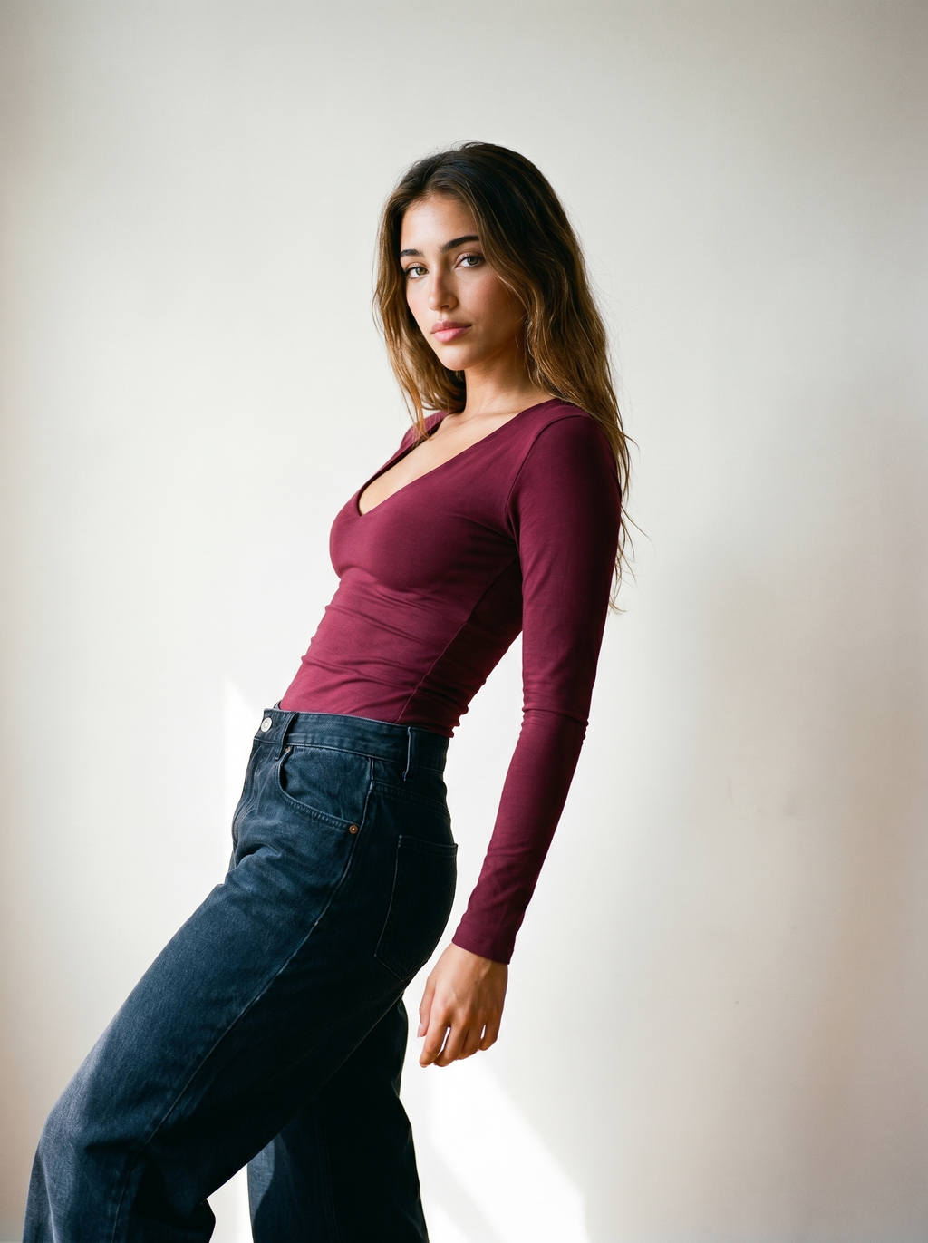 The Serene Deep V-Neck Long Sleeve