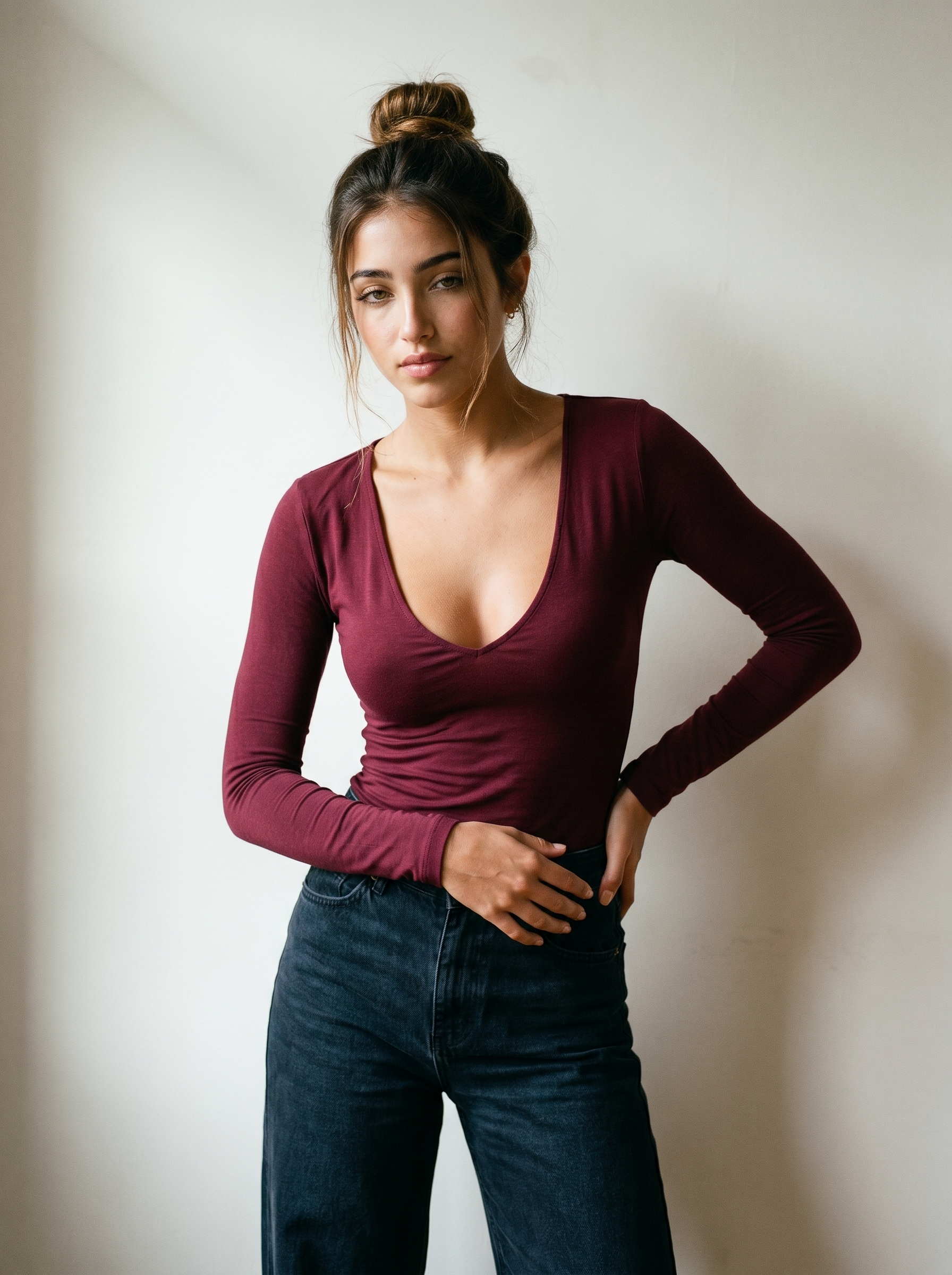 The Serene Deep V-Neck Long Sleeve