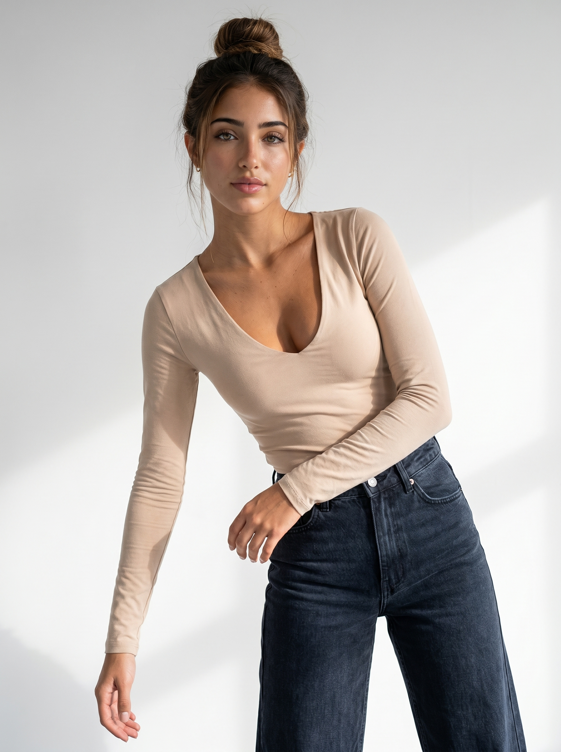 The Serene Deep V-Neck Long Sleeve