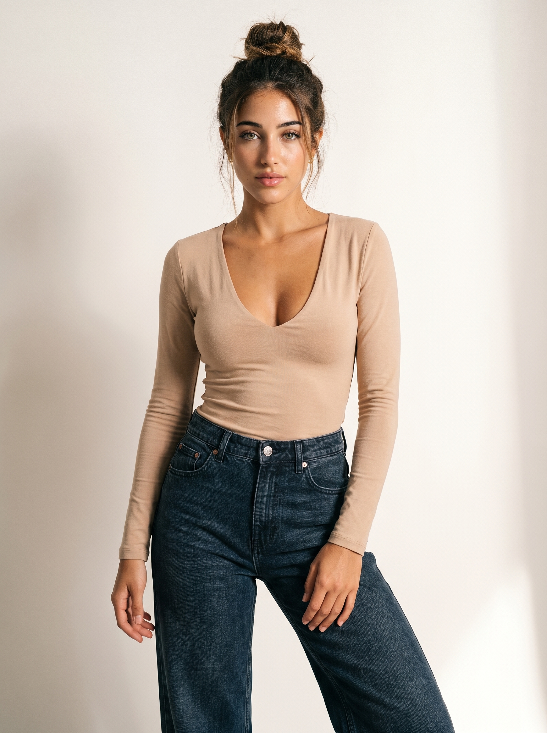 The Serene Deep V-Neck Long Sleeve