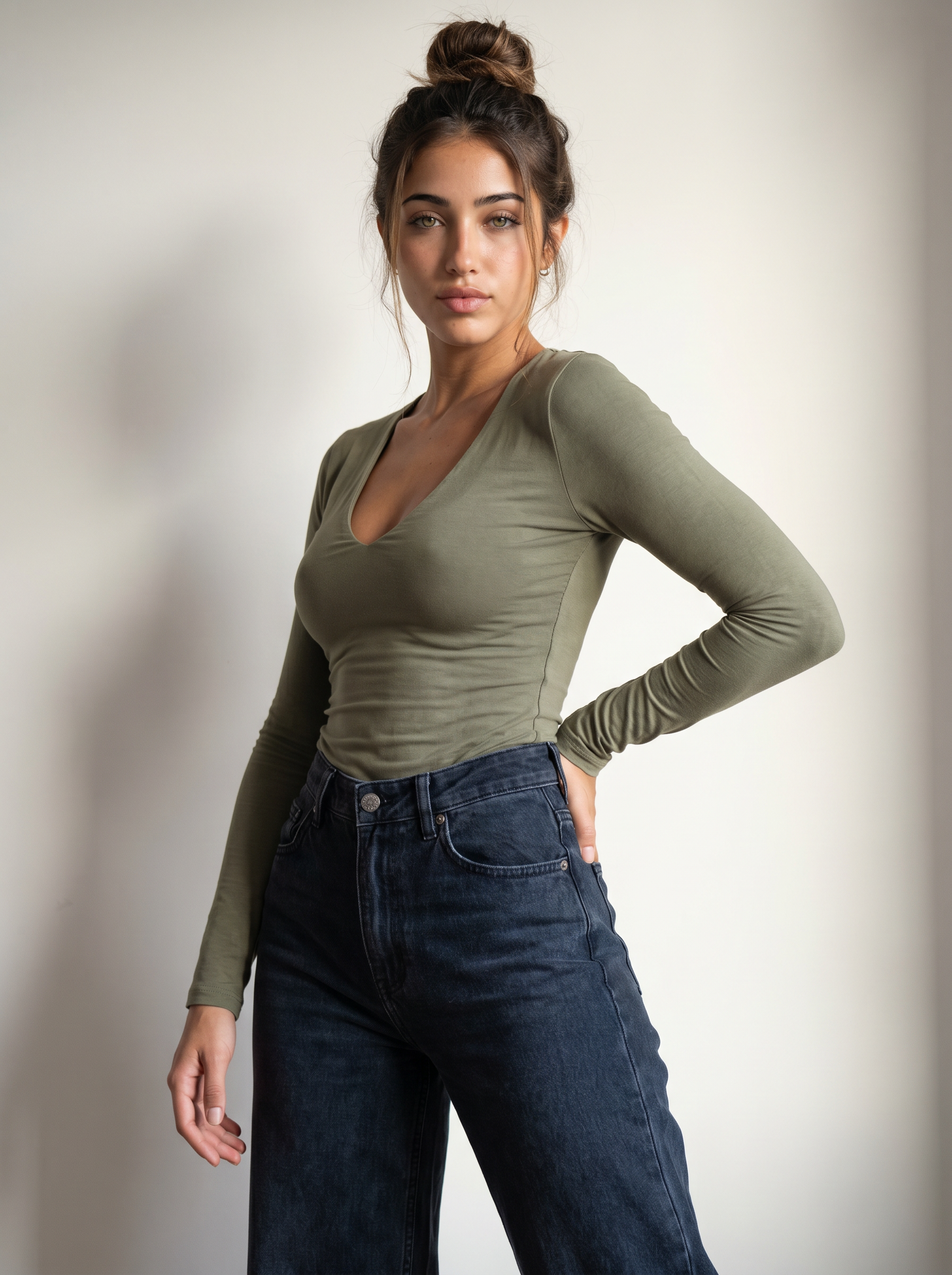 The Serene Deep V-Neck Long Sleeve